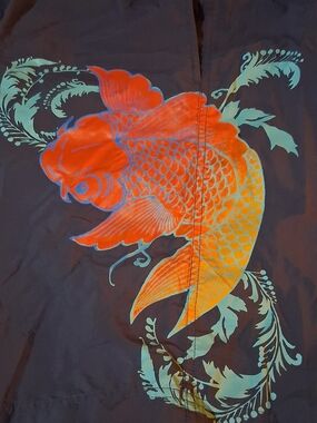 Caribbean Orange & Yellow Koi Fish Print Men's Swim Trunks L 260876